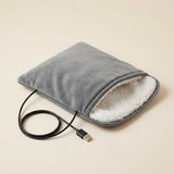 Calentador de Pies USB Gris, fondo crema