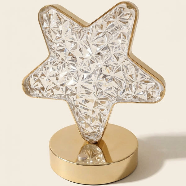 Lampara Estrella de Cristal con Luces LED, fondo crema