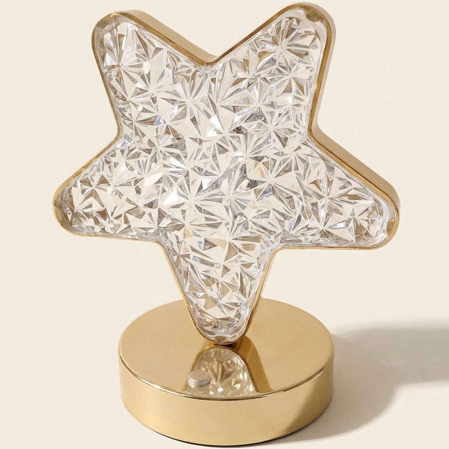 Lampara Estrella de Cristal con Luces LED, fondo crema