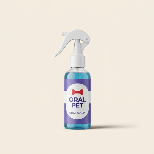 Oral Pet spray bucal limpiador para mascotas, fondo crema