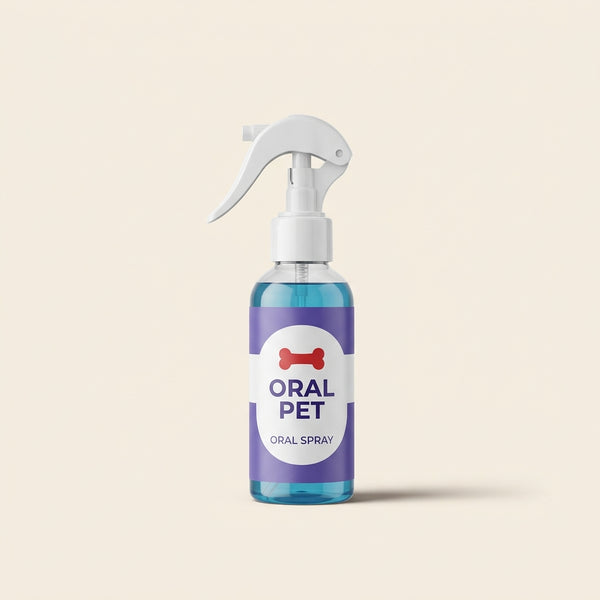 Oral Pet spray bucal limpiador para mascotas, fondo crema