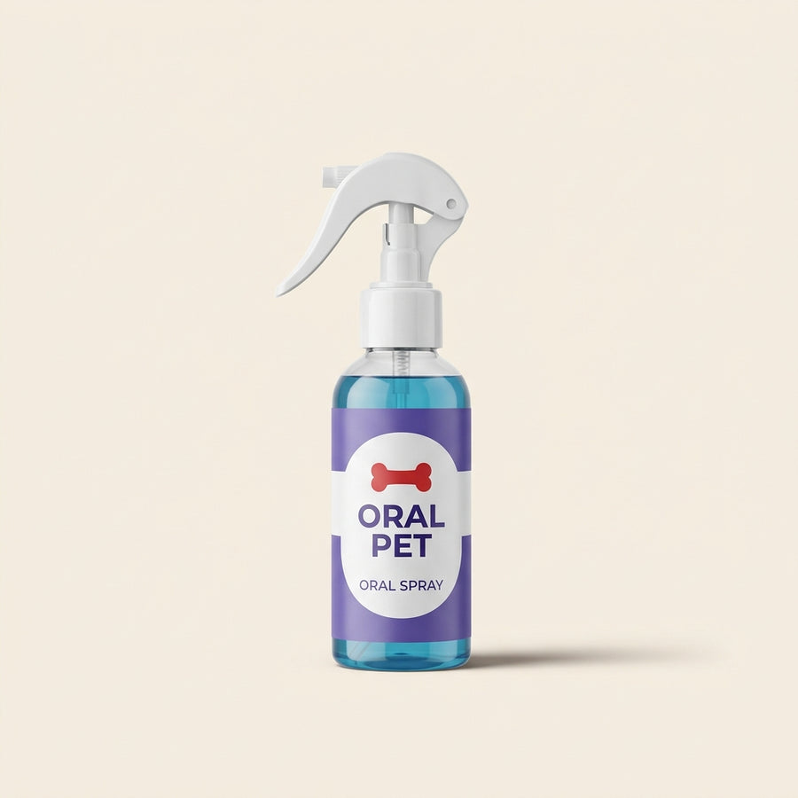 Oral Pet spray bucal limpiador para mascotas, fondo crema
