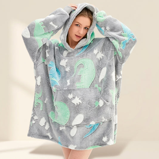 Poleron sudadera oversize con capucha, estampado de dinosaurios, fondo crema