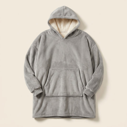 Poleron Sudadera Invierno Polar Sherpa - color Gris