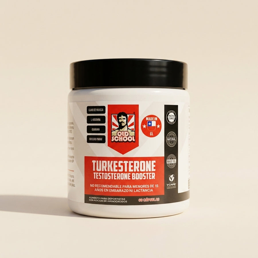 Turkesterone Old School 60 capsulas, fondo crema